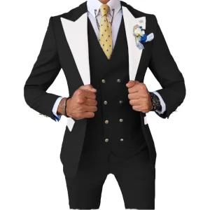 New Men’s Three-Piece Slim Solid Color Business Suit