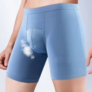 New No Rubbing No Curling Breathable Knitted Mid Rise Mesh Crotch Oversized Men’s Underwear Boxer Briefs