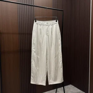 New Old Money Style Lyocell Linen Men’s Casual Pants Wide Leg Loose Straight Fit Drapey Trousers