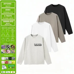 New Products Men’s Long Sleeve Shirt Plain Custom Casual White T shirts High Quality 65% Cotton 35% Polyester