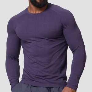 New Seamless Jacquard Breathable Quick Dry Slim Fit Sports Long Sleeve T-shirts Custom Gym Fitness Long Sleeve T Shirt for Men