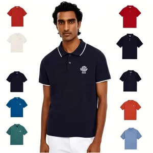 New Sporty Custom Men’s Polo Shirts Cotton Fiber Knitted Fabric Breathable Printing Design OEM ODM