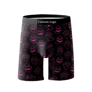 New Style Custom Halloween Logo Men’s Plus Size Breathable Mid-Rise Boxers Briefs OEM Printed Underwear Factory