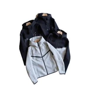 New Style Custom Logo Tech Fleech Hoodie Jacket Men’s Jogging Two Piece Set Suit Sportswear Casual Tracksuit Men Suits