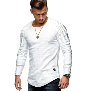 New Style Foreign Trade Slim fit Crew Neck Long Sleeve Men’s Cotton Blends Breathable Moisture wicking Casual Base Layer T shirt