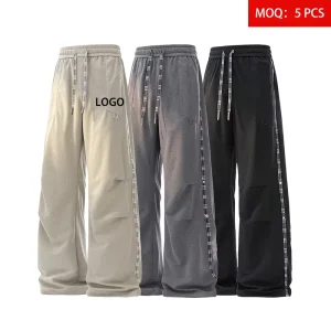 New Style Lightweight Men’s 100% Polyester Knitted Casual Pants Anti Wrinkle Anti Pilling Elastic Waist Custom