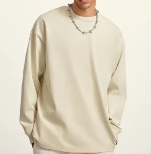 New Style Men’s Full Sleeve T Shirt Sets White Comfort Fit Oversized Cotton Tee for Men with Fashion Accessory Look