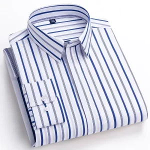 New in Shirt High Quality 95% cotton Long Sleeve Shirts for Men Slim Fit Soft Office Striped Clothes