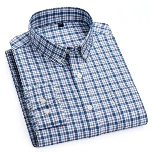 New in Shirt High Quality Modal Long-sleeve Shirts for Men Slim Fit Elastic Plaid Elegant Clothes