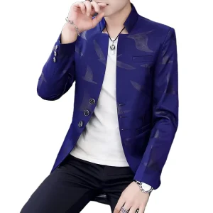 NmStand Collar Men’s Suit Casual Jacket Korean Slim Youth Blazer Masculino Wedding Casual Style Men Clothes