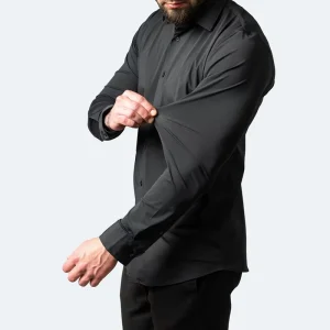 Non Iron 4 Way Stretch Men’s Shirt Long Sleeved Solid Color Business Stretch Shirt