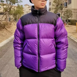 North Classic New Fashion Unisex Winter Puffer Stand Collar Front Logo Custom Color Plain Dyed Solid Quick Dry Face