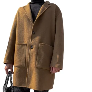 Notch Lapel Long Overcoat for Men Single Breasted Wool Men Coat Winter Coats Men