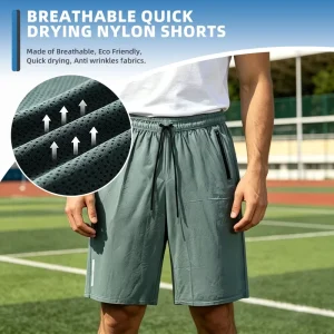 Nylon Shorts Men’s Athletic Golf Shorts Quick Dry Breathable Anti Wrinkle Casual Hiking Sports Shorts For Workout Training