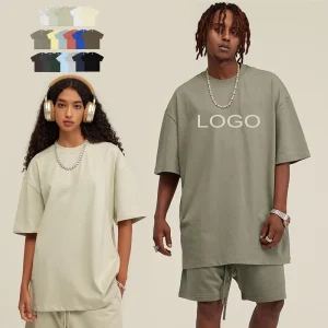 ODM 305 GSM 100% Cotton Knitted Formal Solid Short Sleeve Oversized Men’s Thick Heavyweight Eco-Friendly Blank T-shirt