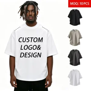 ODM Men’s 170GSM Knitted Breathable Anti-Pilling Plus Size Oversized Embroidered Star O-Neck T-shirt M-8XL Summer