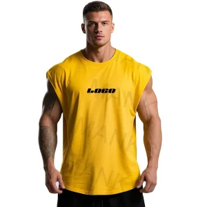 OEM 100% Cotton Printed Sportswear Regular Sleeveless Quick Dry Breathable Men’s T Shirts for Outdoor Gym Workout