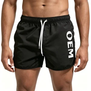 OEM 100% Polyester Quick Dry Breathable Single Layer Side Slit High Waist Men Casual Swim Beach Board Shorts Factory