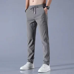 OEM Breathable Polyester Elastic Pants Men’s Summer Heavyweight Mid Work Trend Loose Straight Sweatpants Sports Casual Trousers