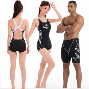 OEM Custom Couple Swimwear Women and Men Bikini Set Swimsuits Professional Tight Men’s Beach Pants Swimming Jammer