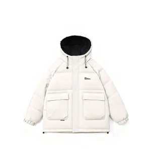 OEM Custom Design Waterproof Windproof Fall Winter Men’s Casual Thick Hooded Polyester Coat 90% Content Loose Fit Zipper
