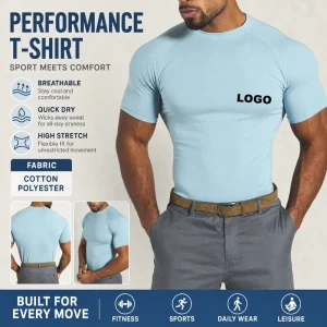 OEM Custom Fitness 180 Gsm Muscle Fit Quick Dry Men’s T-shirts Performance Gym Workout Raglan Sleeves t Shirt for Men