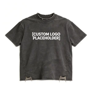 OEM Custom Logo Manufacturer High Quality Distressed T shirt Acid Wash Boxy Fit Tee Tshirt HeavyWeight 100% Cotton T Shirt