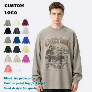 OEM Custom Long Sleeve T-shirt High Quality New Design Embroidery logo Heavy Cotton Blank Casual Streetwear t Shirt for Men