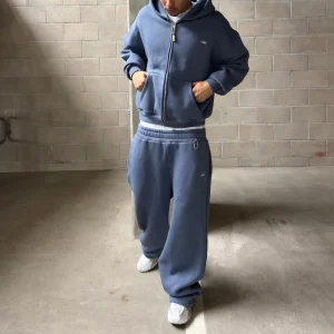OEM Custom Men’s Blank Sportswear Knitted Hoodie And Fleece Cotton Two Piece Joggers Suit