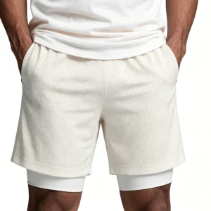 OEM Custom Sublimation 100% Polyester 160GSM Vintage Mesh Oeko-Tex Men 2-in-1 Anti-Bacterial Eco Inner Liner Gym Shorts for Men