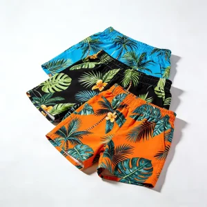 OEM Custom Tropical Print Men’s Swim Trunks Manufacturer Palm and Floral Board Shorts