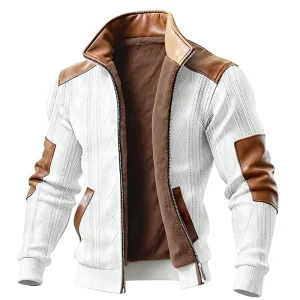 OEM Customized Autumn Winter Men’s Casual Jacket Coat European American New Color Matching Texture with Zipper
