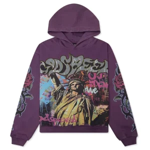 OEM Customized Full-body Printing Deep Washing Distressed Treatment Rhinestone Printing Embroidery Men’s Hooded Sweater