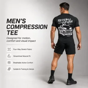 OEM Design Men’s Graphic Print Gym Shirt Compression Fit Factory Supply Quick Dry Workout Top for Street Fitness Training