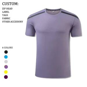 OEM Designer Customized Logo Men’s Gym Wear Polo Clothes Ice Silk Reflective Short Sleeve T-Shirt Solid Pattern