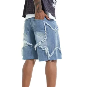 OEM High Quality Men’s Summer Denim Shorts Big Star Design Vintage High Street Style Mid Waist Pants Short Jeans
