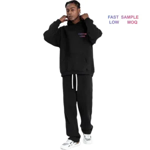 OEM High Quality Unisex Hoodie Jogger Set Custom Printing Fleece Lined Men Tracksuit Set Oversized Hoodie Sports Men’s Tracksuit