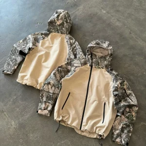 OEM Lightweight Zip up Men’s Jackets Nylon Camo Cut and Sew Boxy Zipper Jacket Manufacturer for Homme
