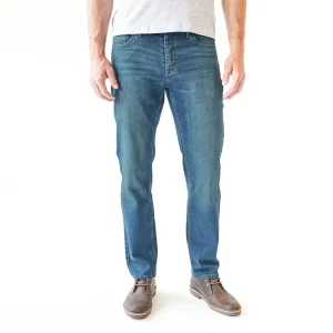 OEM Men’s Mid Waist Soft Denim Medium Wash Athletic Fit Tapered Leg Casual Performance Jeans