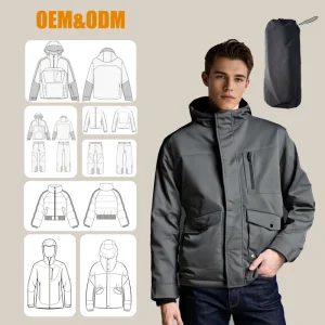 OEM Men’s Quilted Puffer Packable Jacket Waterproof Windproof Thermal Insulated Winter Coat for Snowboarding Custom Polyester