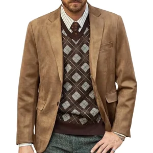 OEM Men’s Slim Fit Velvet Blazer Long Sleeves Single Breasted Notch Lapel Two Button Faux Suede Casual Long Sleeve