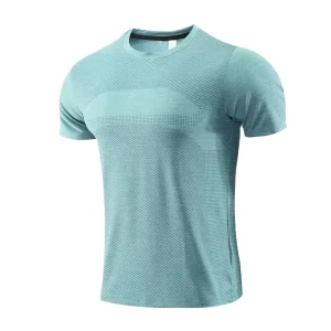 OEM Men’s Sportswear Fitness Tee Shirt Quick Drying Elasticity with Custom Logo Made from Knitted Fabric