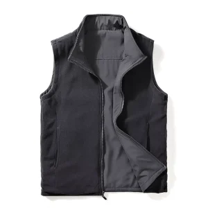 OEM Men’s Stand Collar Casual Plain Dyed Coating Seamless Waterproof Padded Zippered Winter Work Vest