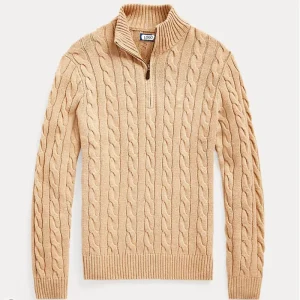 OEM & ODM Custom Men’s Cable Knit Sweater Crew Neck Solid Color Cotton Knitted Knitwear Sweater