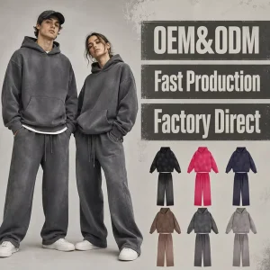 OEM ODM Custom Vintage Washed Tie Dye Men’s Tracksuit Sets Loose Fit Zip up Hoodie Basic Streetwear Factory Direct Manufacturer
