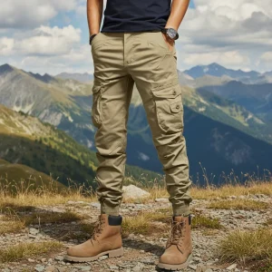 OEM ODM European American Men’s Work Pants Spring Summer Casual Outdoor Polyester Mid Waist Functional Multi-pocket Trousers