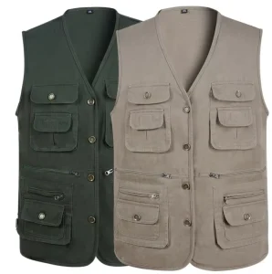 OEM ODM Factory Men’s Outdoor Waistcoats Button Multi-Pocket Summer Formal Print Vests Breathable Casual Windproof for Fishing