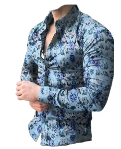 OEM ODM Hombr Camisa Para Fashion Printed Long Sleeve Men’s Shirt Casual Business Slim Fit Male Social Shirts