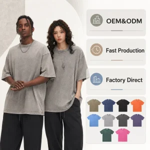 OEM ODM Men’s 100% Cotton Heavyweight T Shirts Custom Embroidery Logo Premium Vintage Oversized Washed Factory Direct