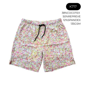 OEM ODM Men’s Eco Friendly Swim Shorts Multicolor Dots Print Coconut Based & Recycled Fabrics Board Shorts Sustainable Swimwear